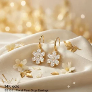 [EE105] : Floral Pear Drop Earrings